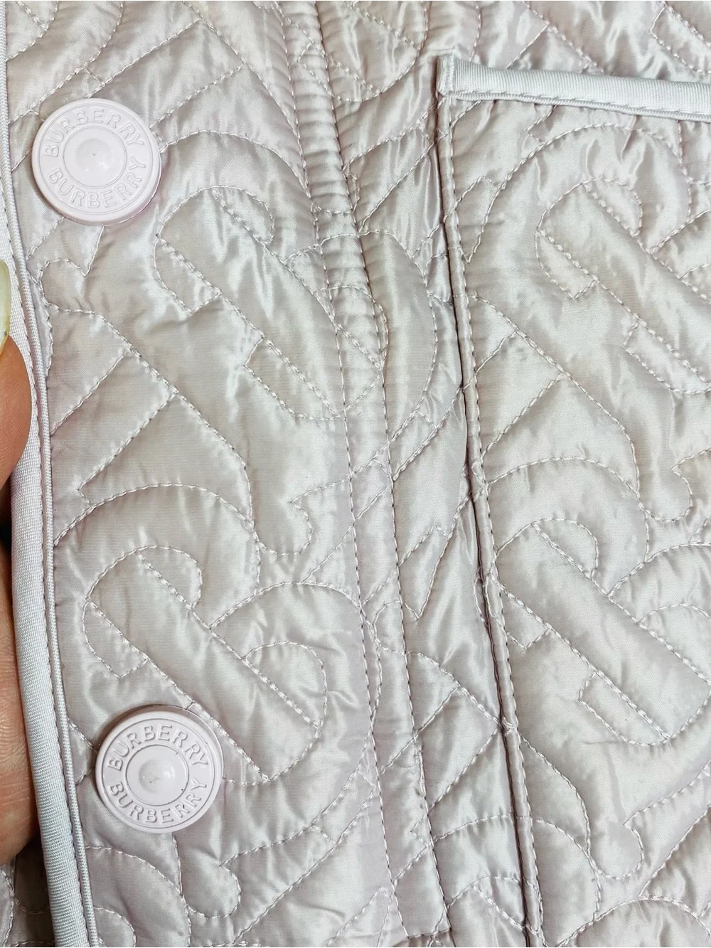 Burberry Kids Pale Pink Thomas Burberry Monogram Quilted Girls Jacket Size 10